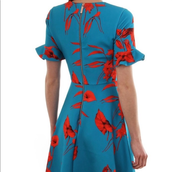 Ted Baker Fantasia V Neck Skater Dress Turquoise - Picture 7 of 8